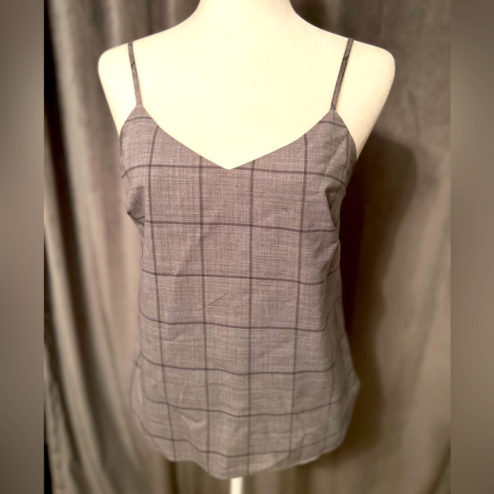 Banana Republic Professional Grey Plaid Tank Camisole Size XS/0/2